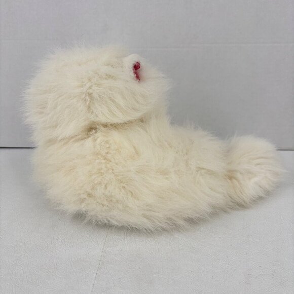 Vintage Persian Cat Plush White Realistic Stuffed Animal Red Heart Shape Nose - Picture 4 of 8